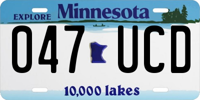 MN license plate 047UCD