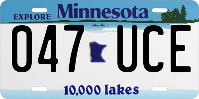 MN license plate 047UCE