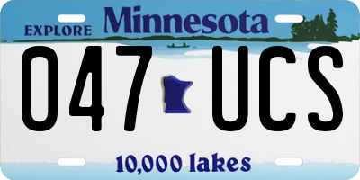 MN license plate 047UCS