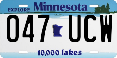 MN license plate 047UCW