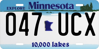 MN license plate 047UCX