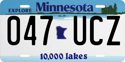 MN license plate 047UCZ