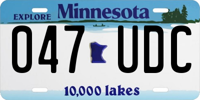 MN license plate 047UDC