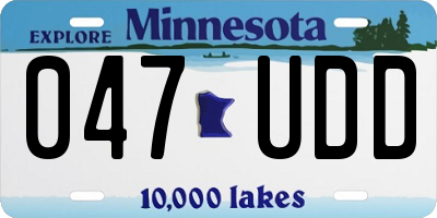 MN license plate 047UDD