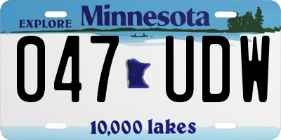 MN license plate 047UDW