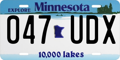 MN license plate 047UDX