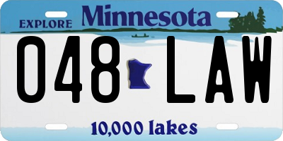 MN license plate 048LAW