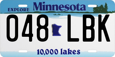 MN license plate 048LBK