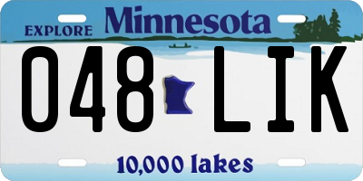 MN license plate 048LIK