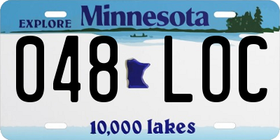 MN license plate 048LOC
