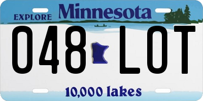 MN license plate 048LOT