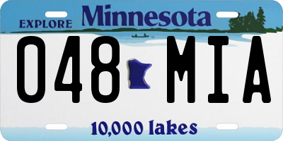 MN license plate 048MIA