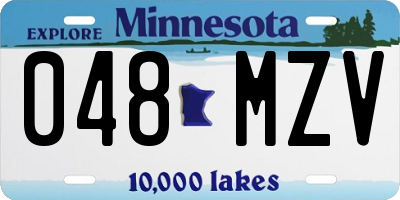 MN license plate 048MZV