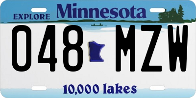 MN license plate 048MZW