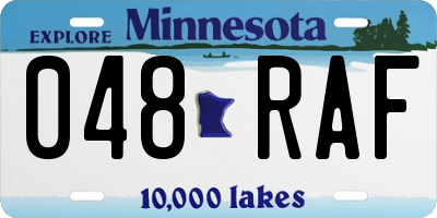 MN license plate 048RAF