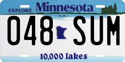 MN license plate 048SUM