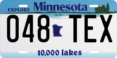 MN license plate 048TEX