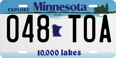 MN license plate 048TOA