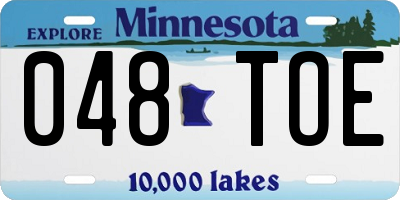 MN license plate 048TOE