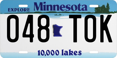 MN license plate 048TOK
