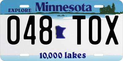 MN license plate 048TOX