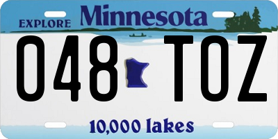 MN license plate 048TOZ
