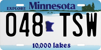 MN license plate 048TSW