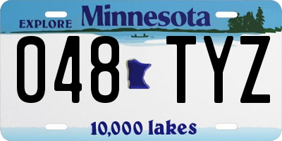 MN license plate 048TYZ