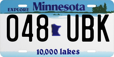 MN license plate 048UBK