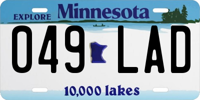 MN license plate 049LAD