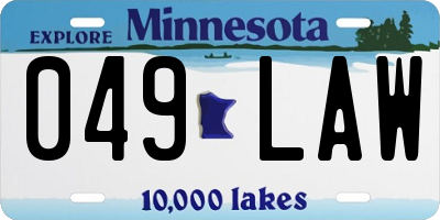 MN license plate 049LAW
