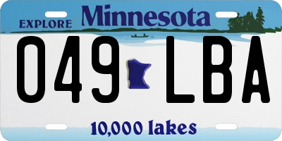 MN license plate 049LBA