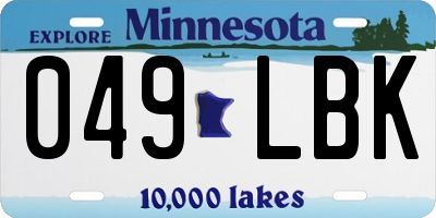 MN license plate 049LBK