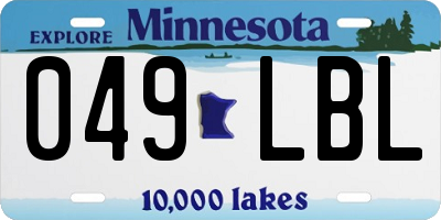 MN license plate 049LBL