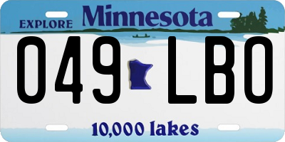 MN license plate 049LBO