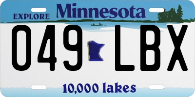 MN license plate 049LBX