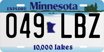 MN license plate 049LBZ