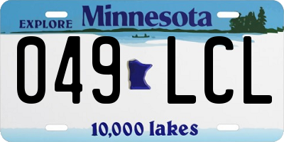 MN license plate 049LCL