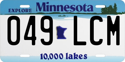 MN license plate 049LCM