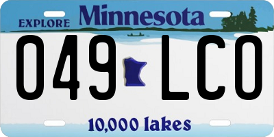 MN license plate 049LCO