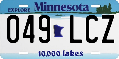 MN license plate 049LCZ