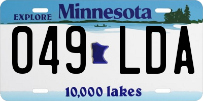 MN license plate 049LDA