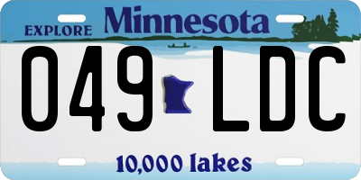 MN license plate 049LDC