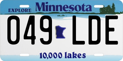MN license plate 049LDE