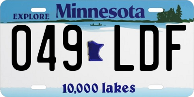 MN license plate 049LDF
