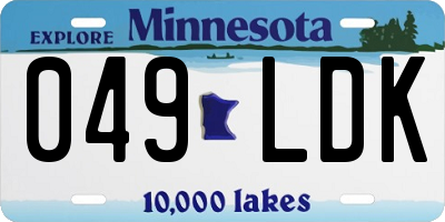 MN license plate 049LDK