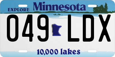 MN license plate 049LDX