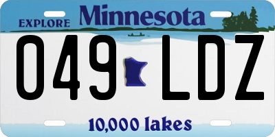 MN license plate 049LDZ