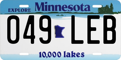 MN license plate 049LEB
