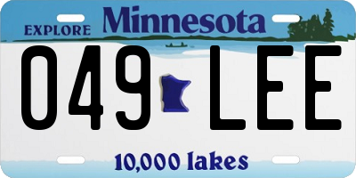 MN license plate 049LEE